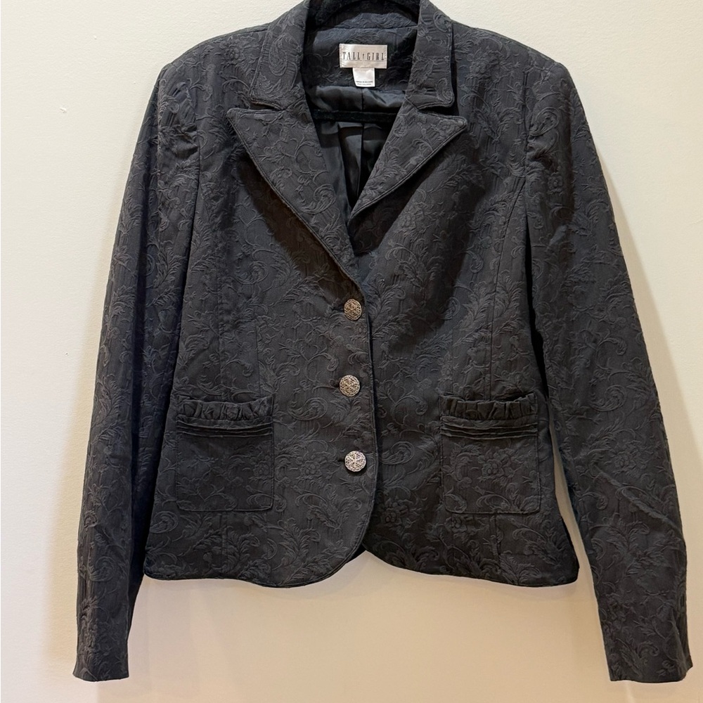 Women's Elegant Black Patterned Blazer